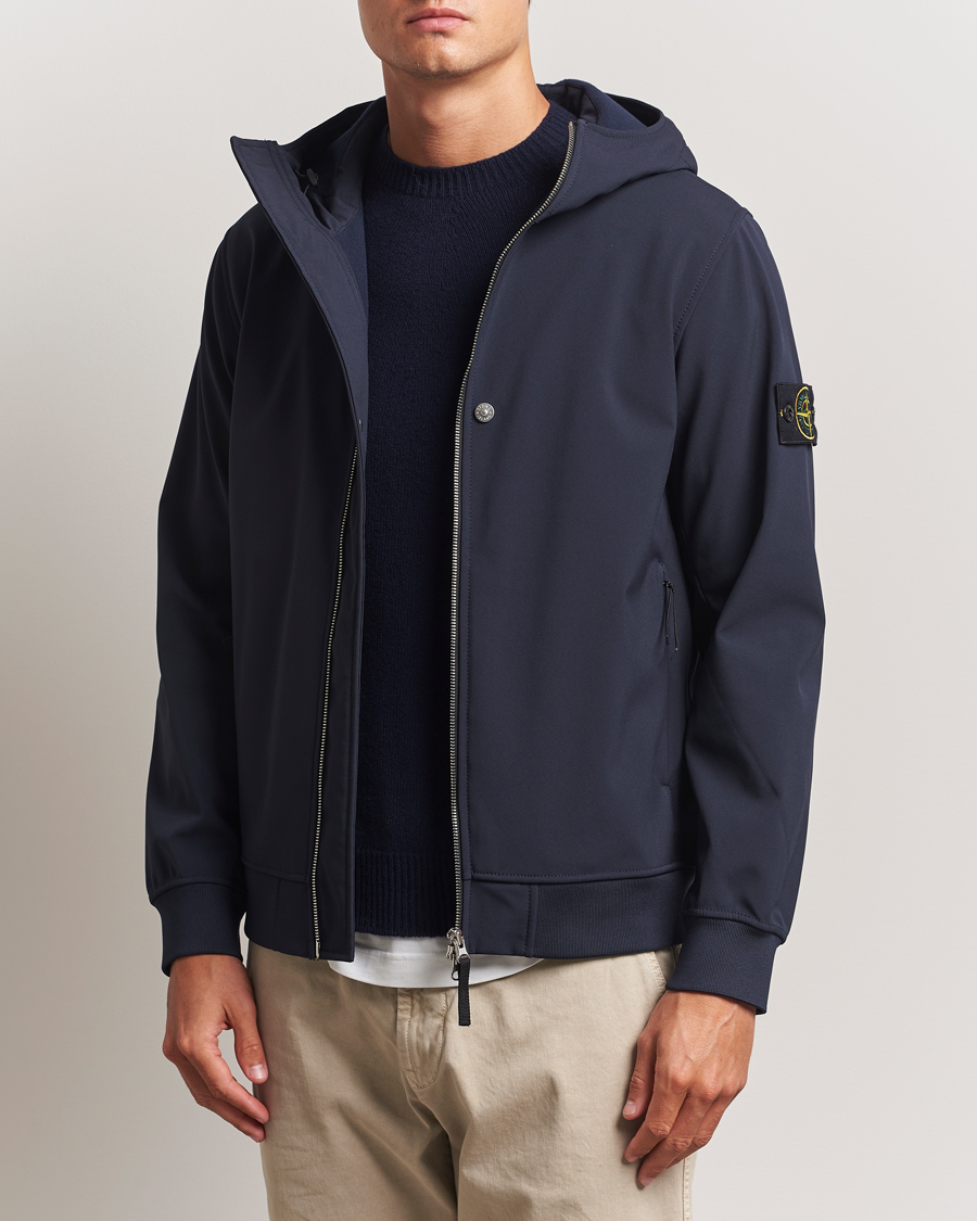 Homme | Manteaux Et Vestes | Stone Island | Soft Shell Re-Dyed Lined Hood Jacket Navy