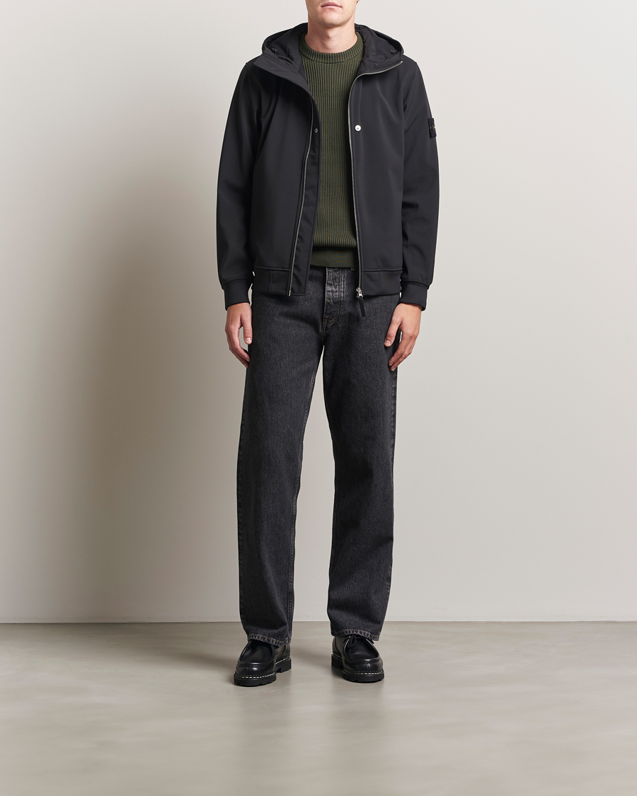 Heren | Jassen | Stone Island | Soft Shell Re-Dyed Lined Hood Jacket Black