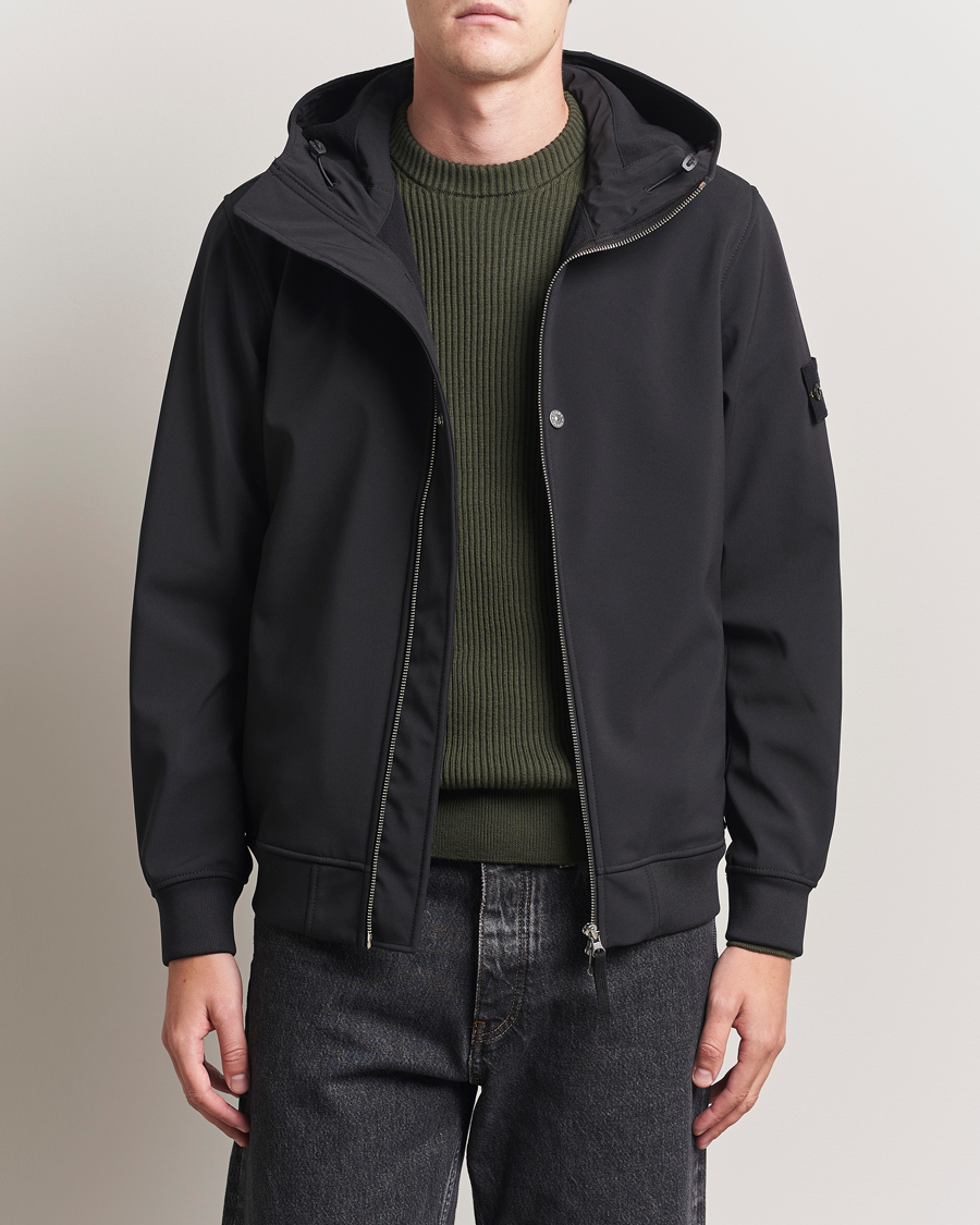 Heren | Jassen | Stone Island | Soft Shell Re-Dyed Lined Hood Jacket Black