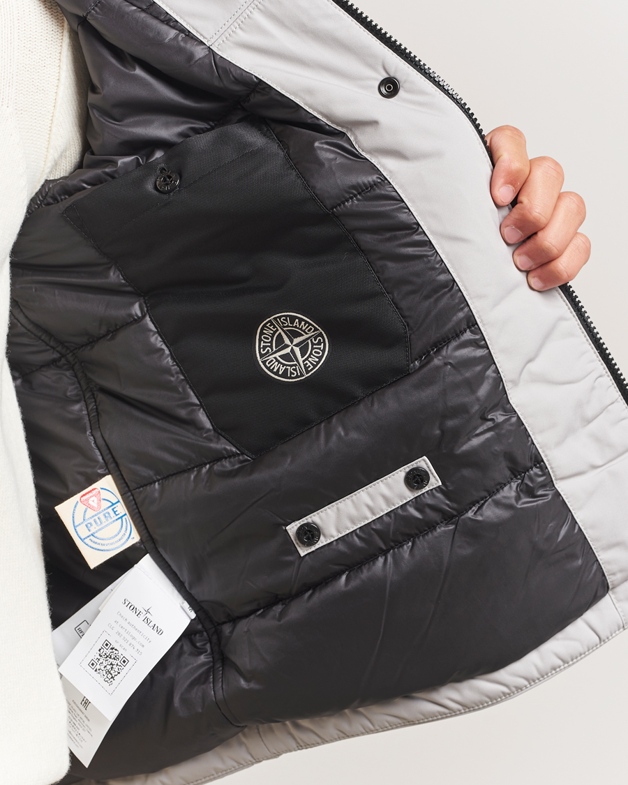 Homme | Manteaux Et Vestes | Stone Island | Micro Twill Primaloft Padded Hood Jacket Pearl Grey