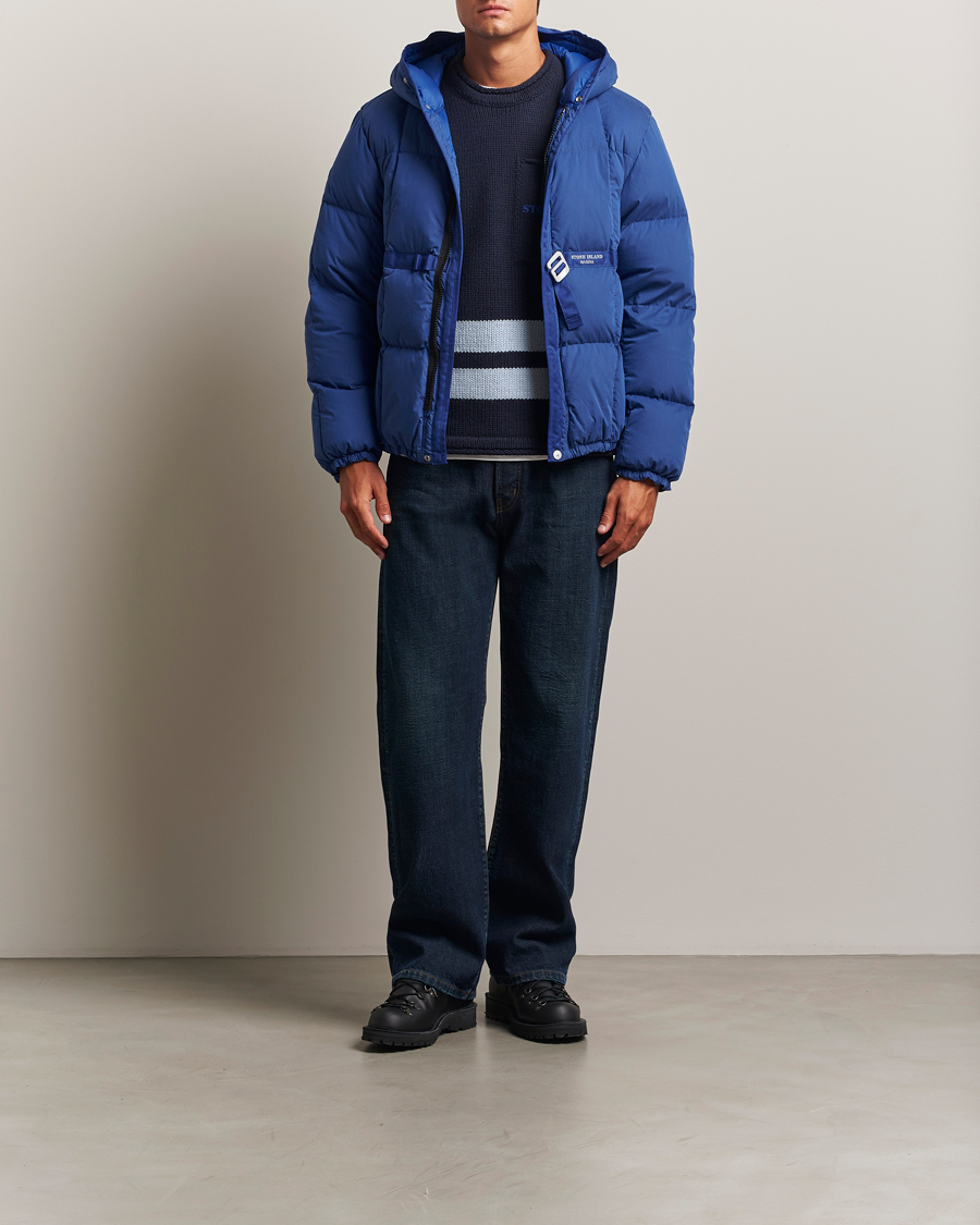 Heren | Jassen | Stone Island | Marina Cotton/Nylon Tela Down Jacket Bright Blue