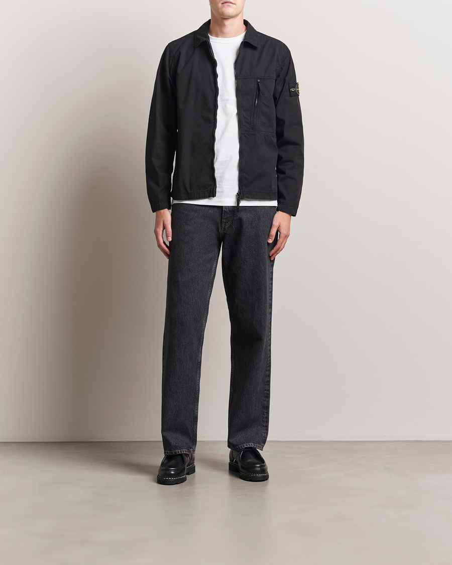 Homme | Chemises | Stone Island | Garment Dyed Supima Cotton Zip Overshirt Black