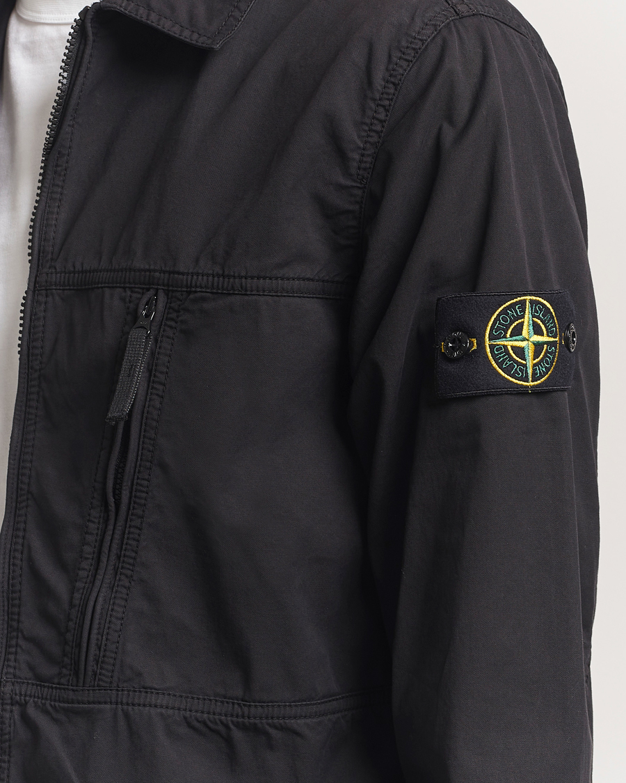 Homme | Chemises | Stone Island | Garment Dyed Supima Cotton Zip Overshirt Black