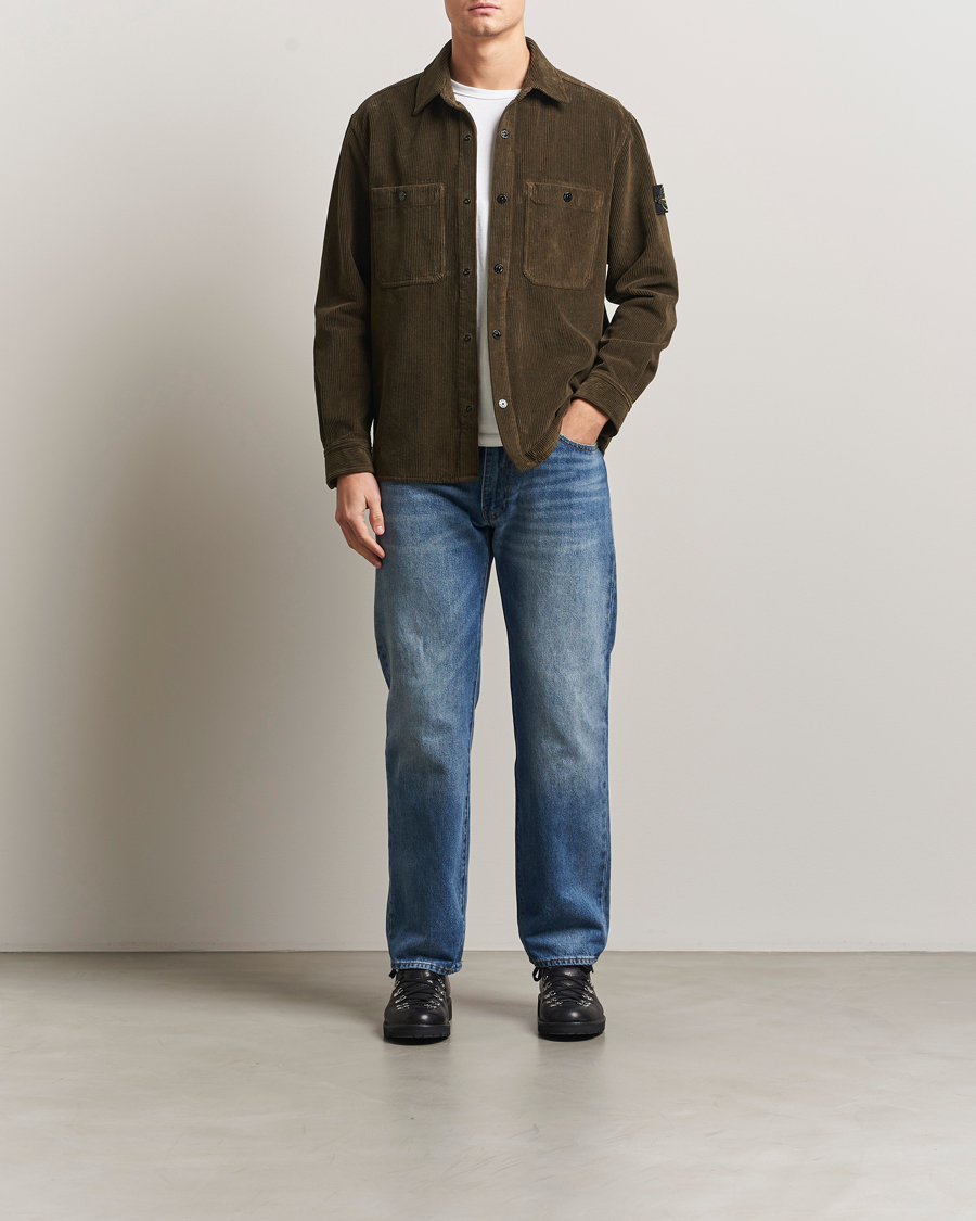Homme | Chemises | Stone Island | Organic Cotton Cord Overshirt Military Green