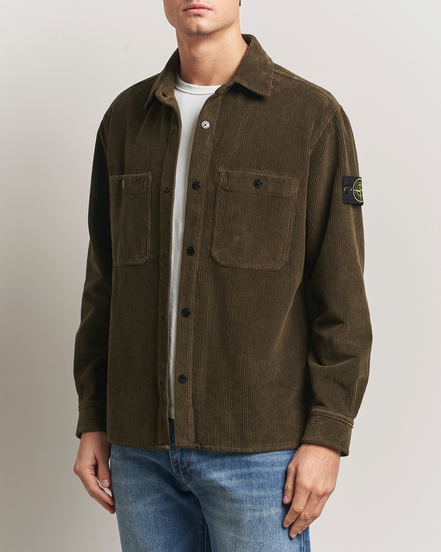 Homme | Chemises | Stone Island | Organic Cotton Cord Overshirt Military Green