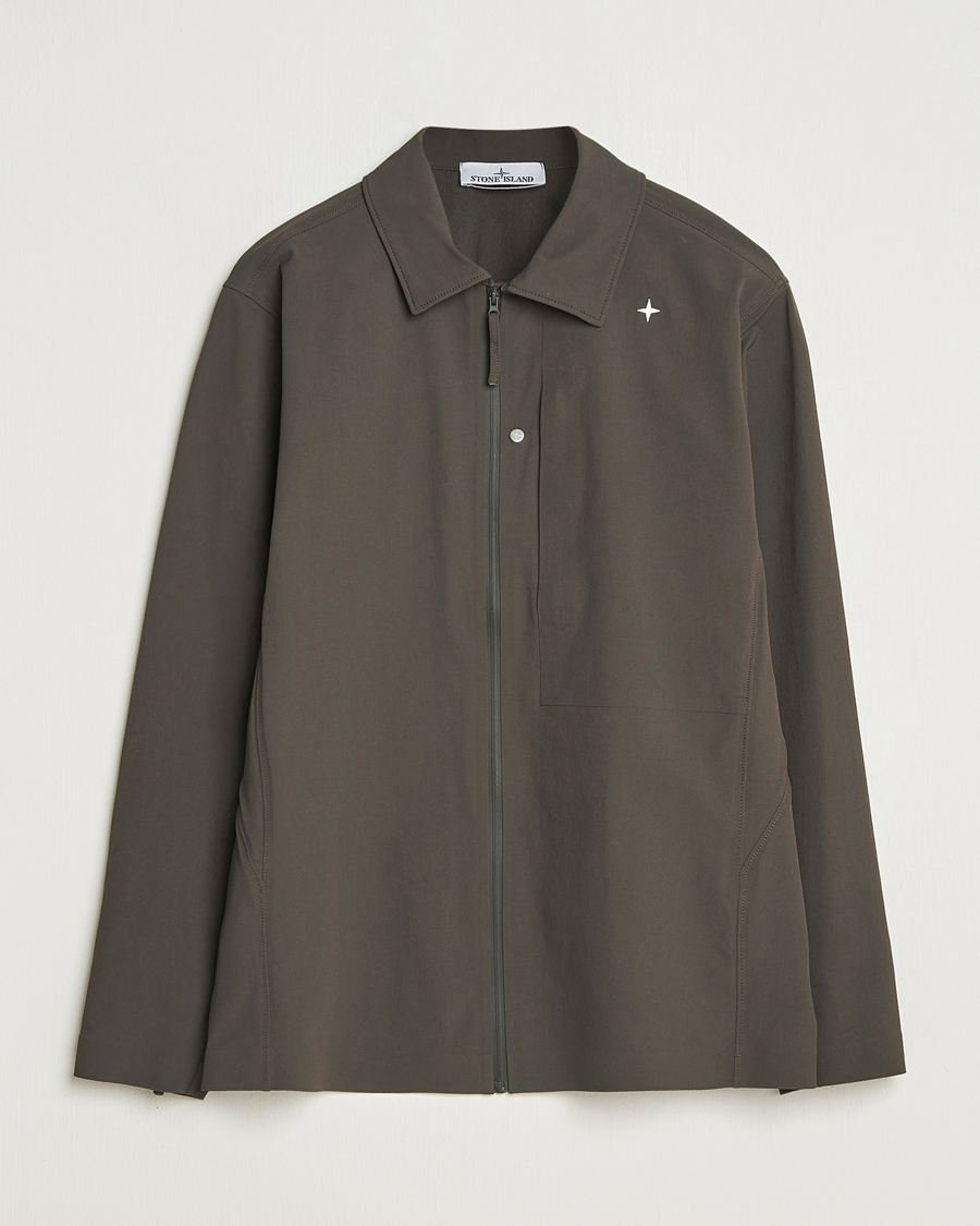 Homme | Chemises | Stone Island | Stellina Textured Nylon Stretch Overshirt Lead Grey