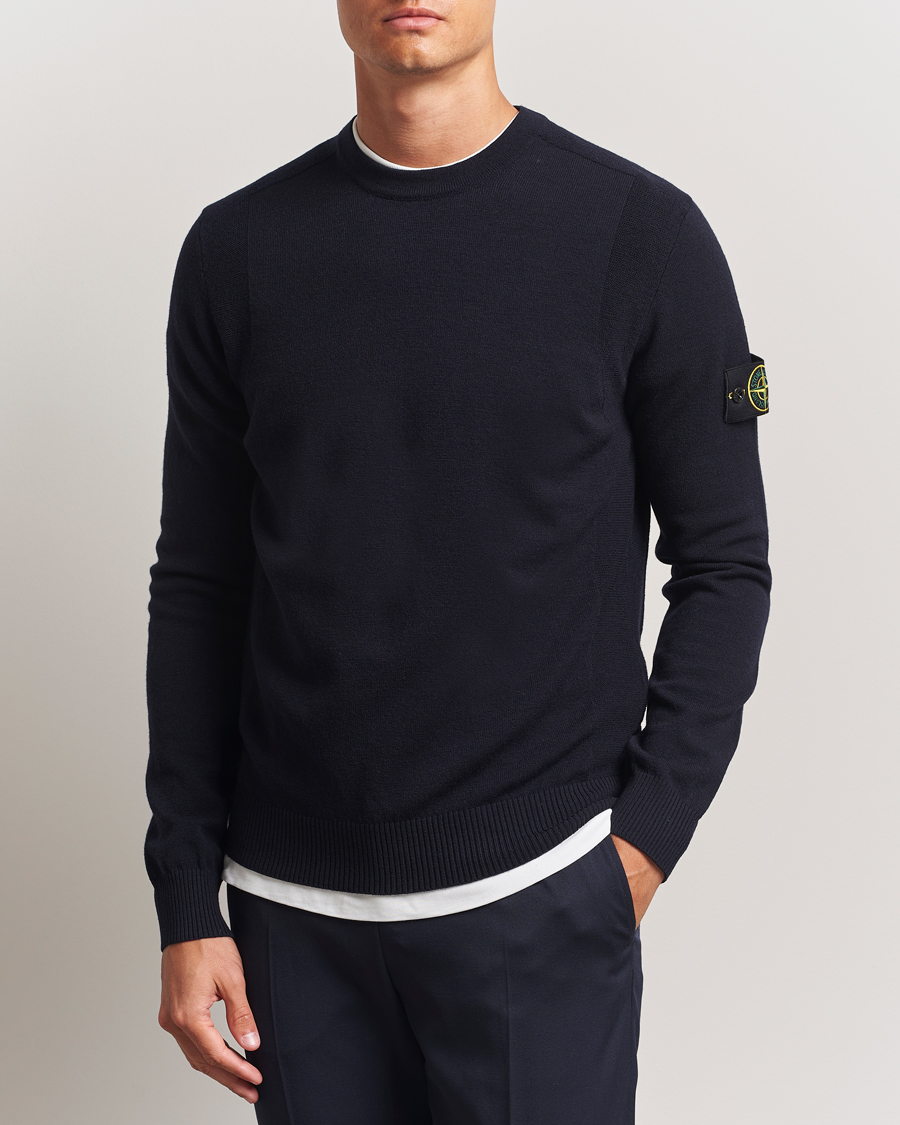 Homme | Pulls Et Tricots | Stone Island | Stretch Wool Knitted Jumper Navy