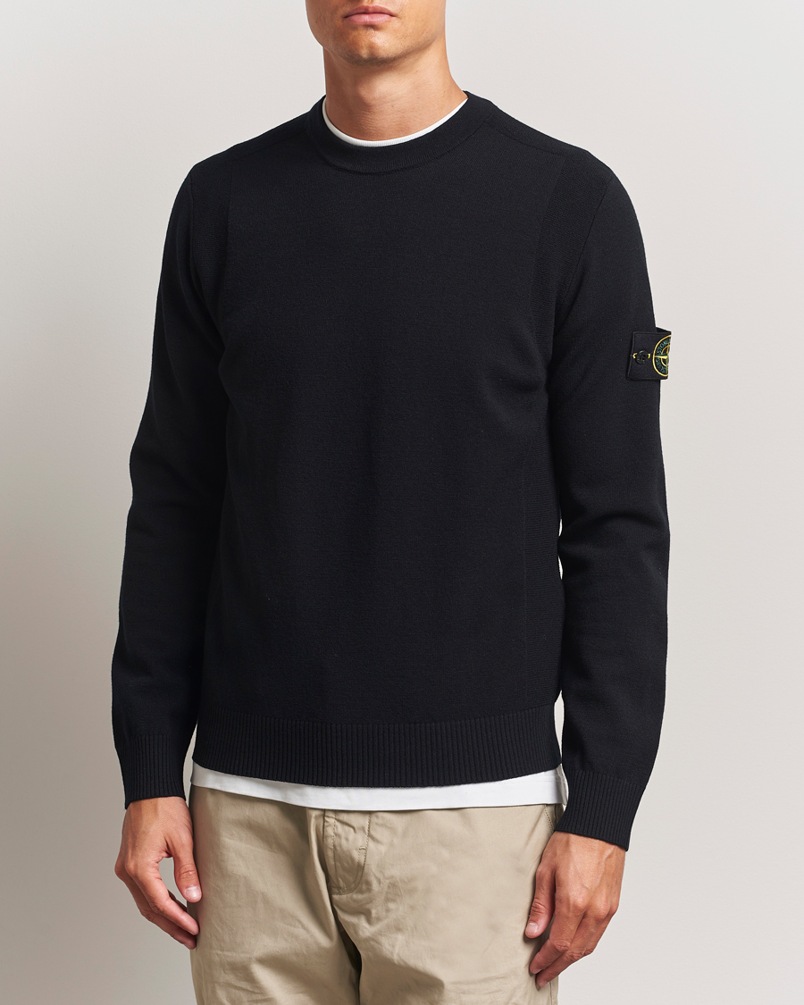 Homme | Pulls Et Tricots | Stone Island | Stretch Wool Knitted Jumper Black