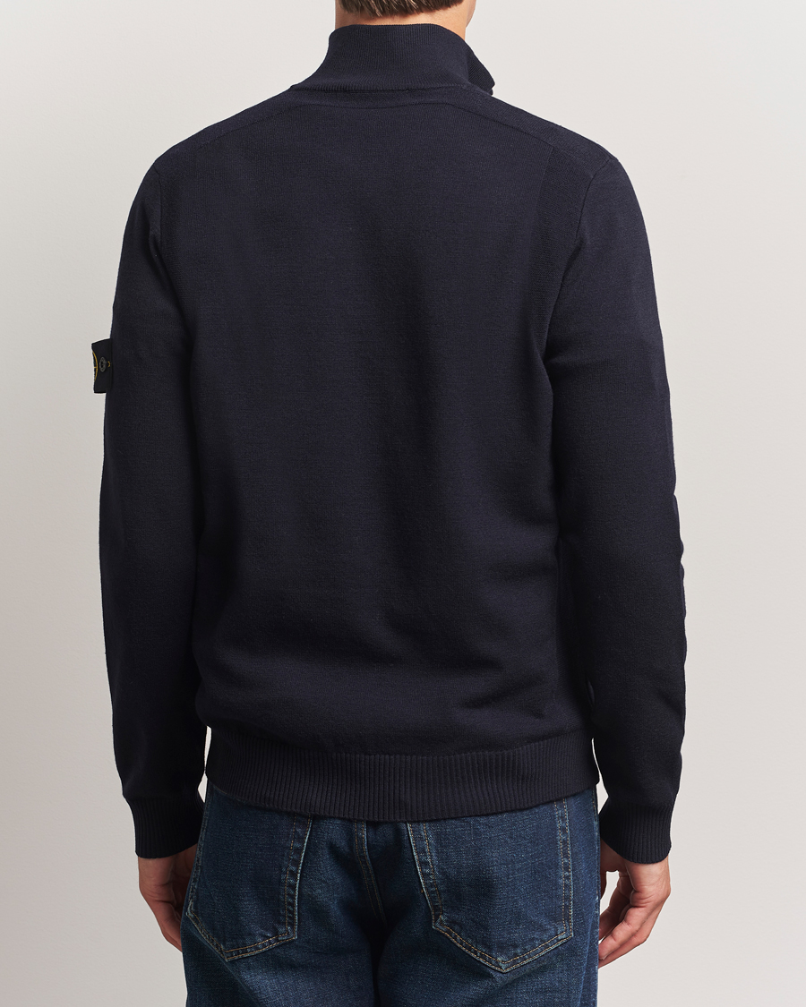Homme | Pulls Et Tricots | Stone Island | Stretch Wool Knitted Half Button Jumper Navy