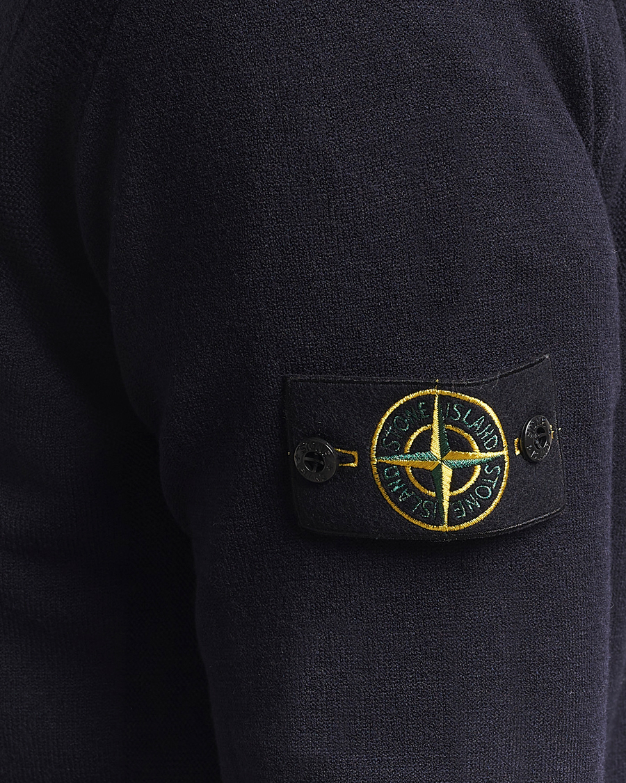 Homme | Pulls Et Tricots | Stone Island | Stretch Wool Knitted Half Button Jumper Navy