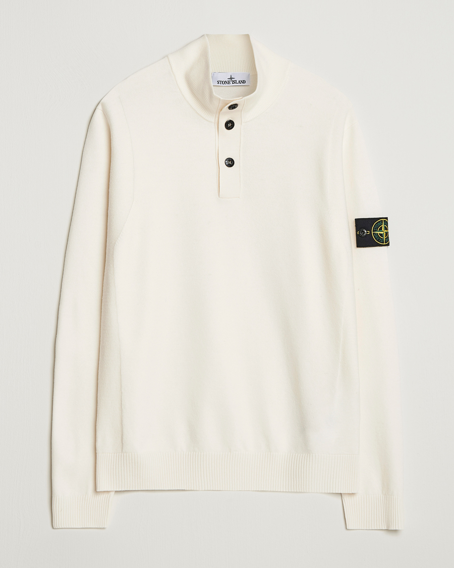Heren | Truien | Stone Island | Stretch Wool Knitted Half Button Jumper Ivory