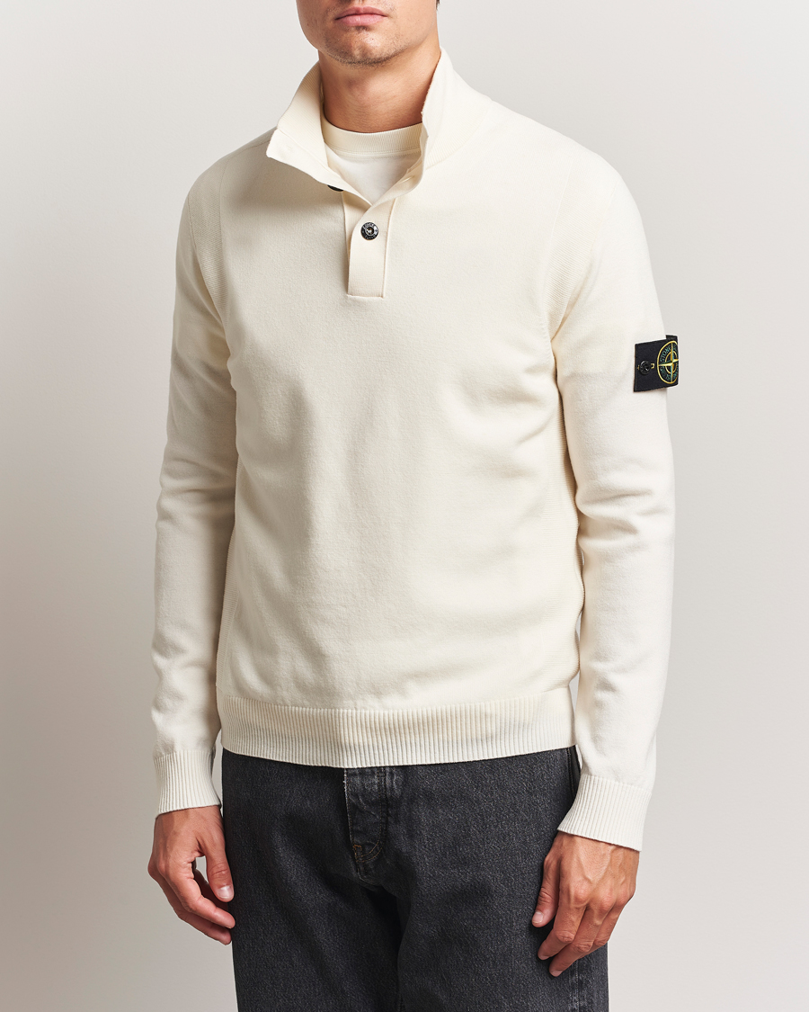 Heren | Truien | Stone Island | Stretch Wool Knitted Half Button Jumper Ivory