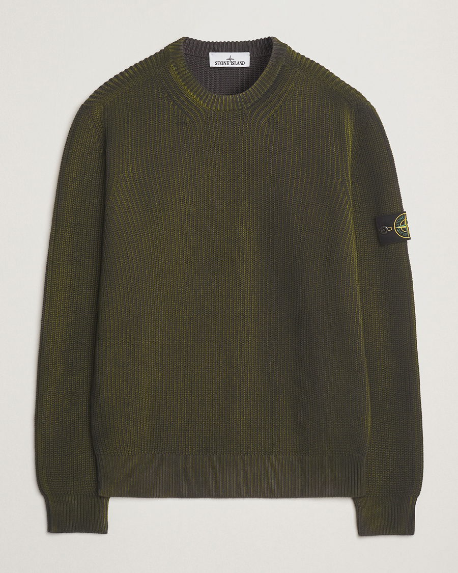 Heren | Truien | Stone Island | Popcorn Stitch Spray Coloured Cotton Crewneck Green