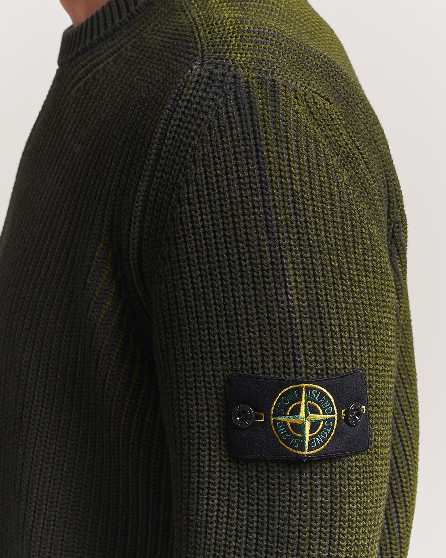 Heren | Truien | Stone Island | Popcorn Stitch Spray Coloured Cotton Crewneck Green