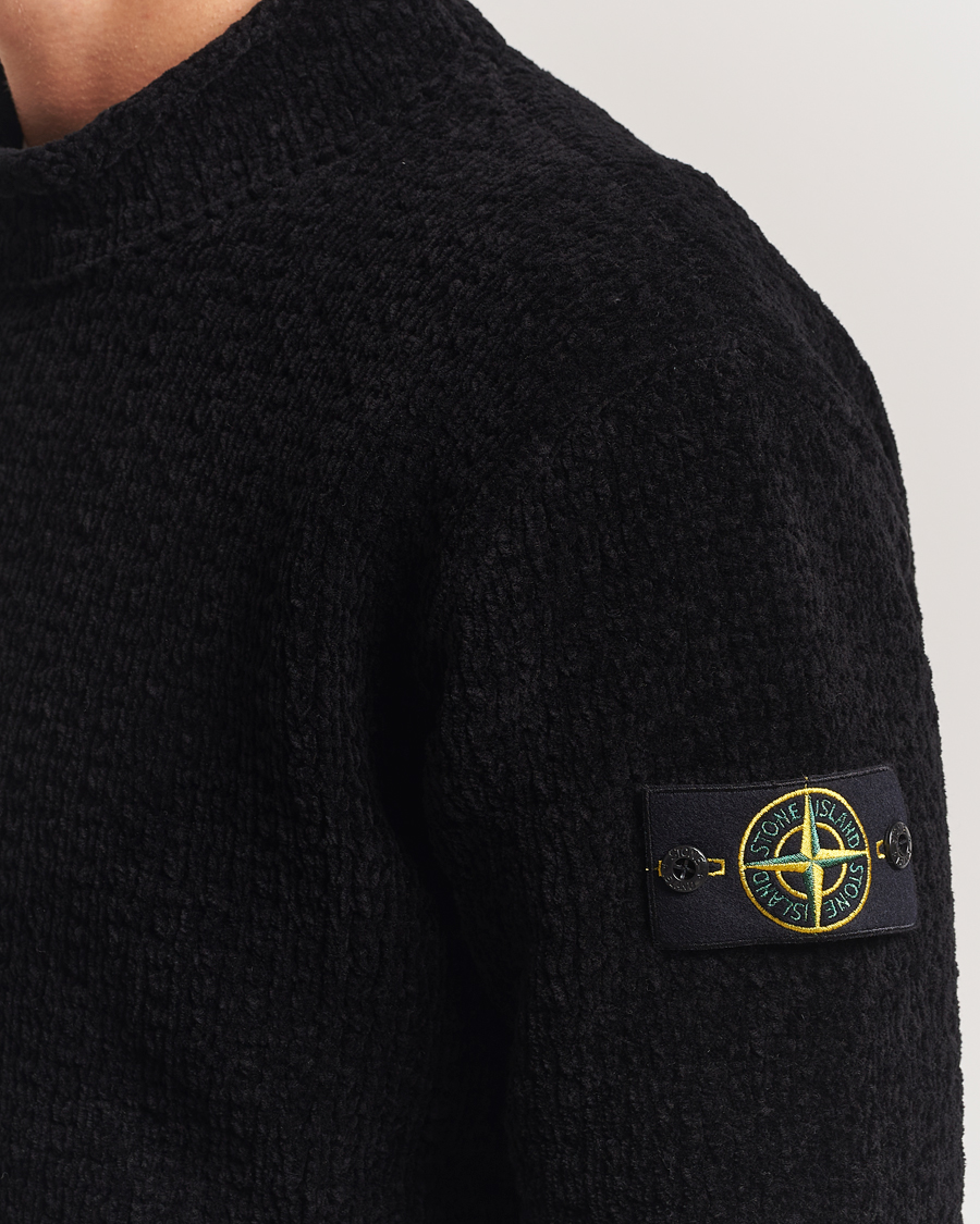 Heren | Truien | Stone Island | Cotton Chenille Knitted Mock Neck Black