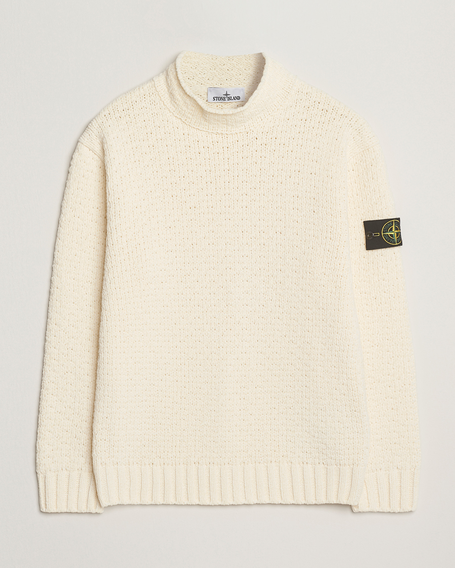 Heren | Truien | Stone Island | Cotton Chenille Knitted Mock Neck Ivory