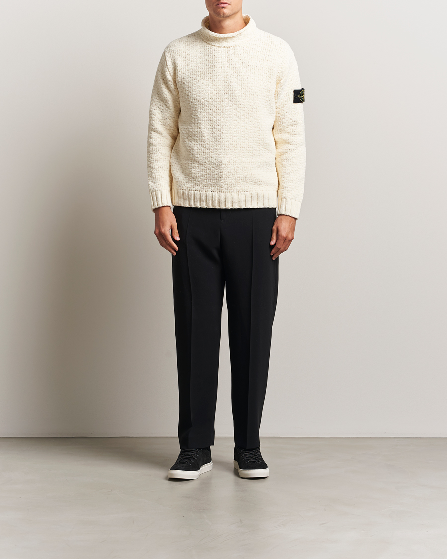 Heren | Truien | Stone Island | Cotton Chenille Knitted Mock Neck Ivory