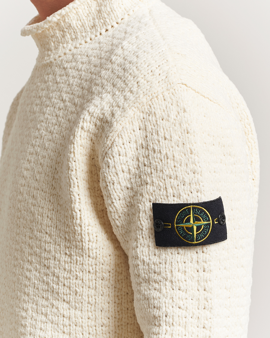 Heren | Truien | Stone Island | Cotton Chenille Knitted Mock Neck Ivory