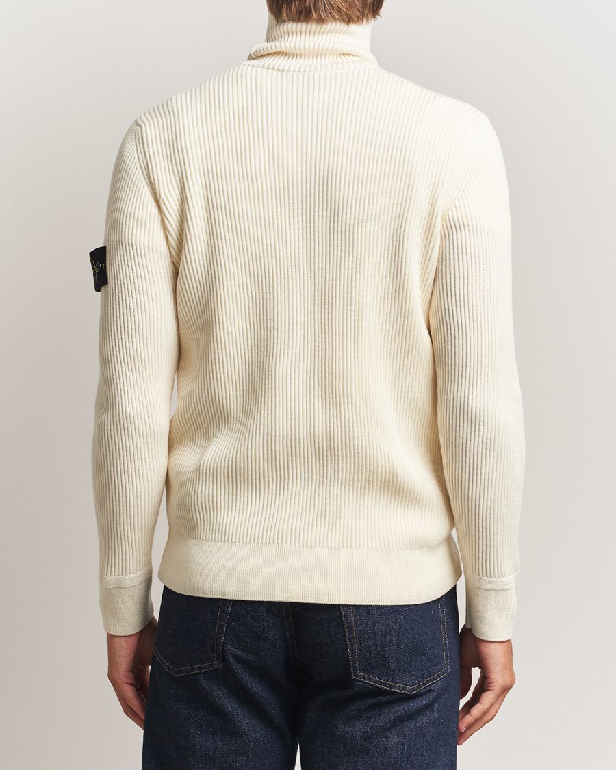 Homme | Pulls Et Tricots | Stone Island | Full Rib Wool Turtleneck Ivory