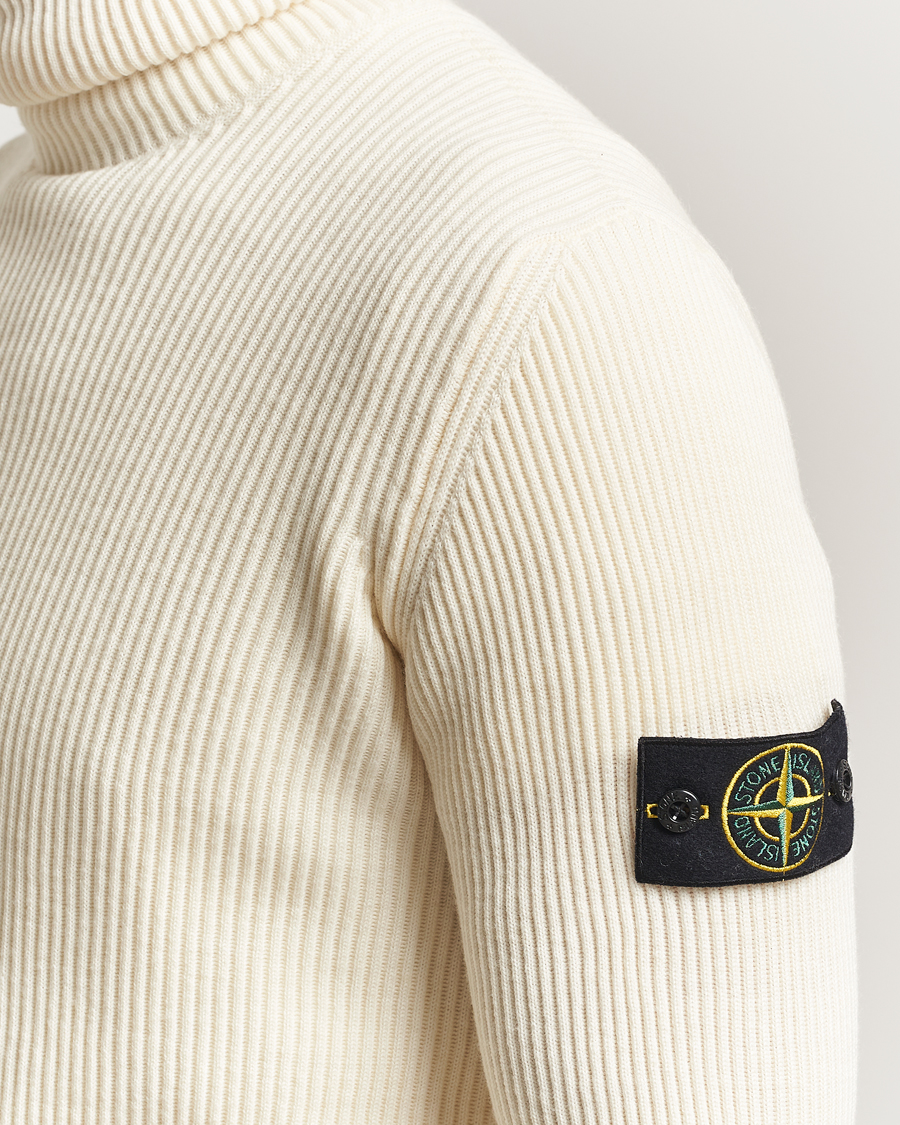 Homme | Pulls Et Tricots | Stone Island | Full Rib Wool Turtleneck Ivory