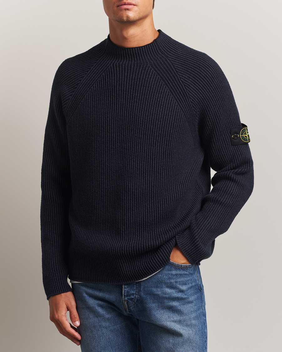 Homme | Pulls Et Tricots | Stone Island | Vanisé Full Rib Wool Crew Neck Navy