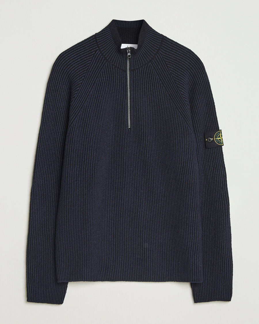 Homme | Pulls Et Tricots | Stone Island | Vanisé Full Rib Wool Half-Zip Navy