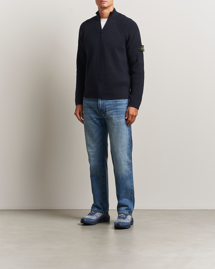 Homme | Pulls Et Tricots | Stone Island | Vanisé Full Rib Wool Half-Zip Navy