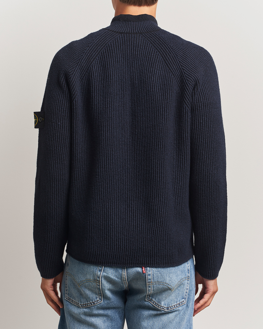 Homme | Pulls Et Tricots | Stone Island | Vanisé Full Rib Wool Half-Zip Navy