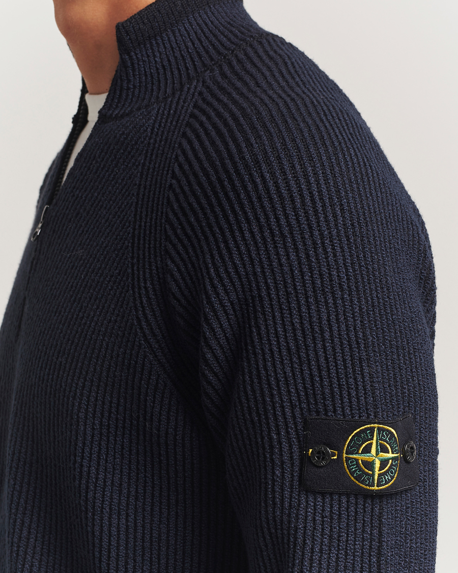 Homme | Pulls Et Tricots | Stone Island | Vanisé Full Rib Wool Half-Zip Navy