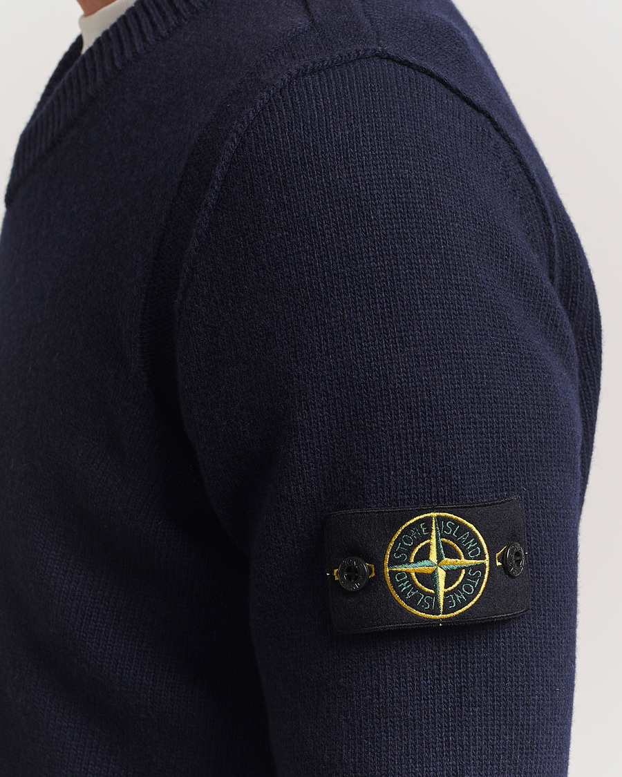 Heren | Truien | Stone Island | Knitted Lambswool V-Neck Navy