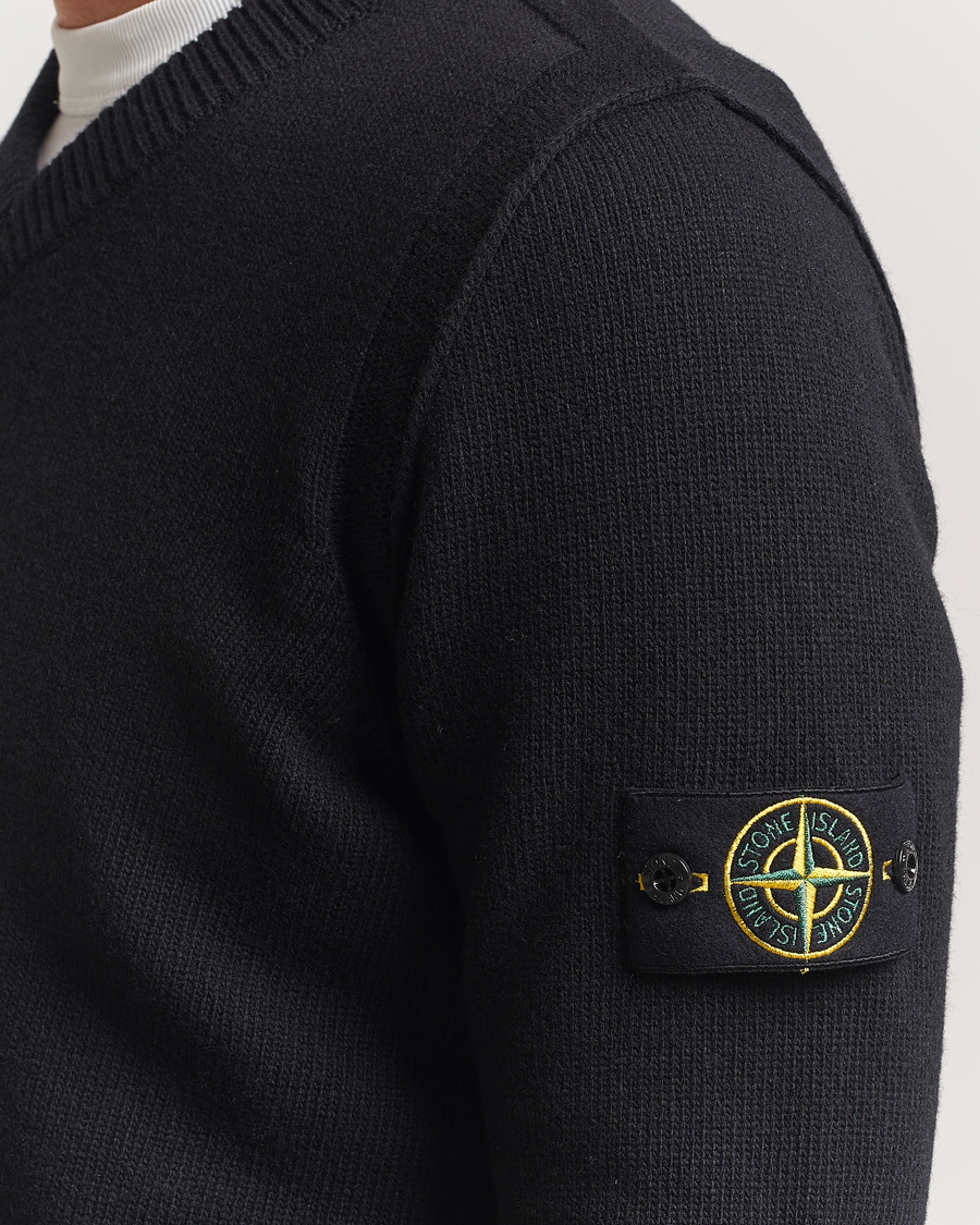 Heren | Truien | Stone Island | Knitted Lambswool V-Neck Black