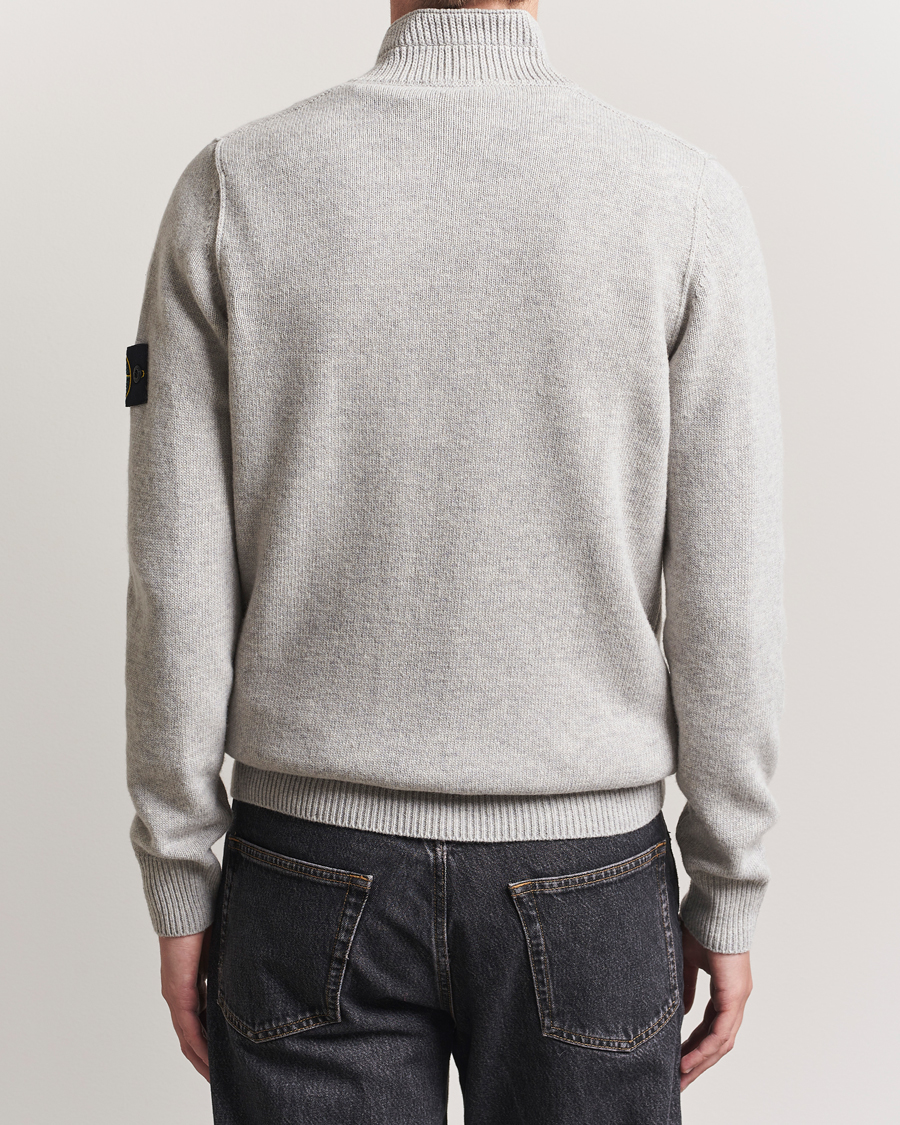 Homme | Pulls Et Tricots | Stone Island | Knitted Lambswool Half Button Zip Grey Melange