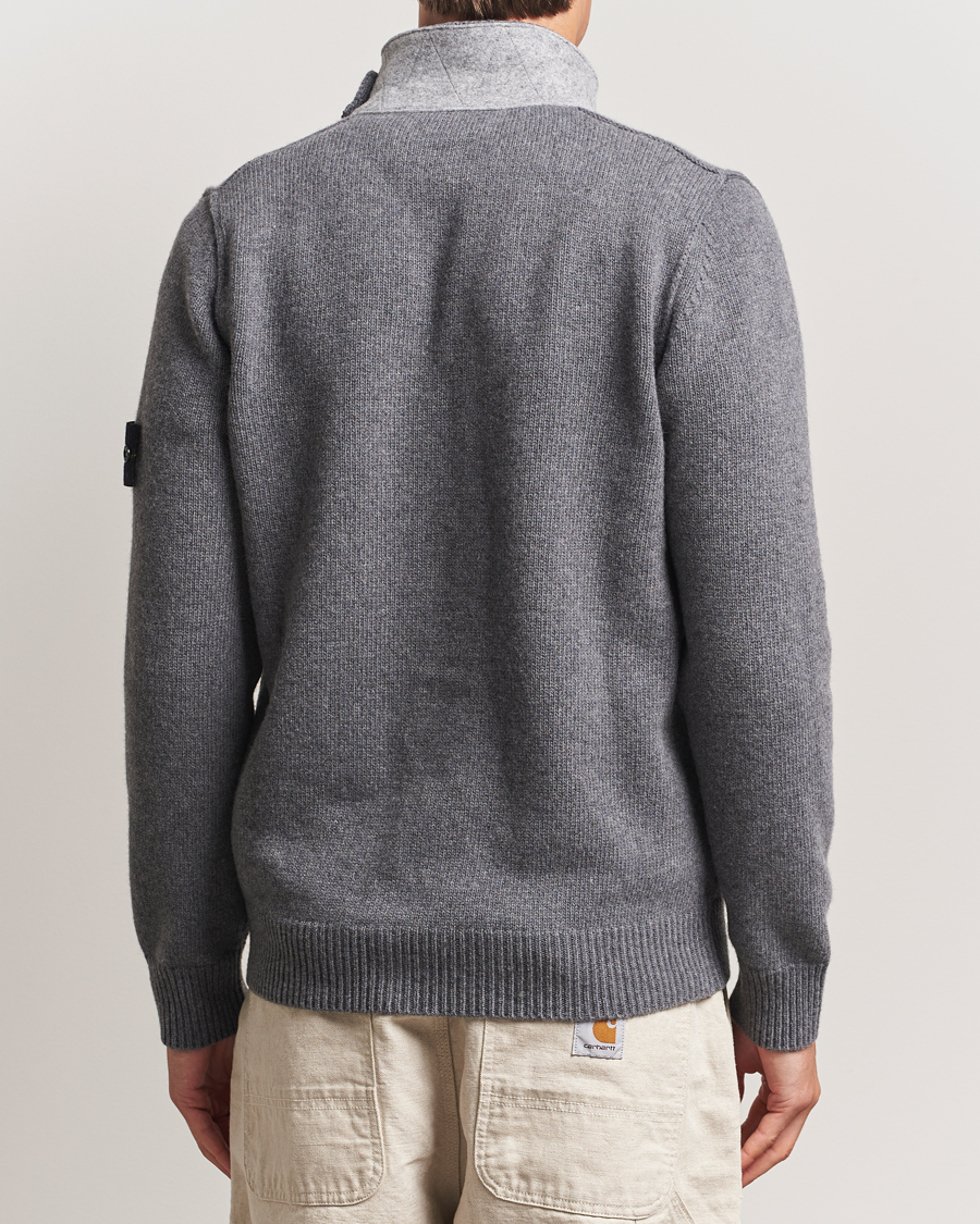 Homme | Pulls Et Tricots | Stone Island | Knitted Lambswool Zip Cardigan Cement Melange