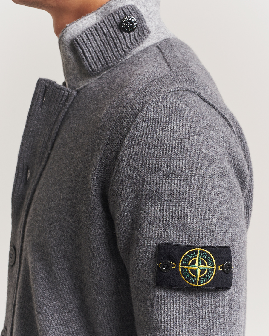 Homme | Pulls Et Tricots | Stone Island | Knitted Lambswool Zip Cardigan Cement Melange