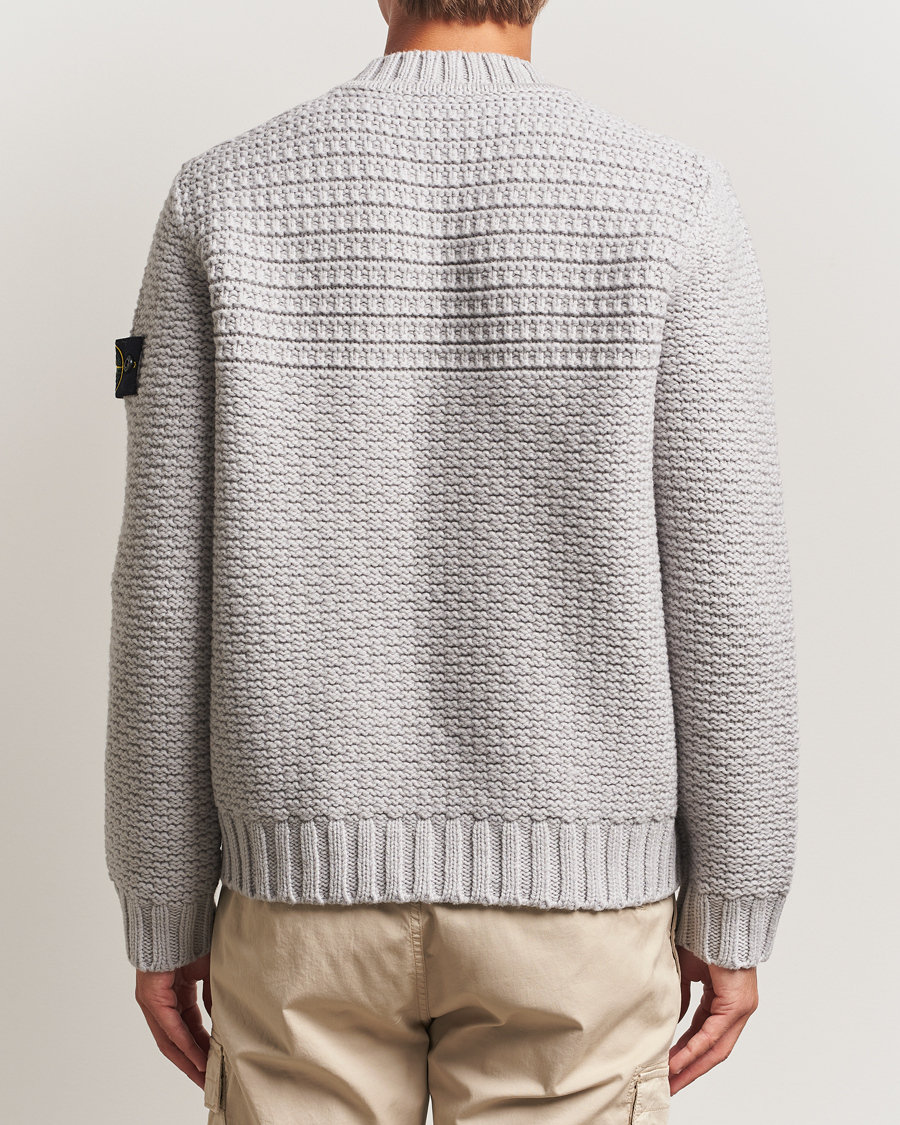 Homme | Pulls Et Tricots | Stone Island | Mixed Stiches Wool Knitted Crew Neck Pearl Grey