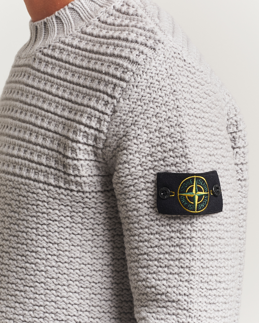 Homme | Pulls Et Tricots | Stone Island | Mixed Stiches Wool Knitted Crew Neck Pearl Grey