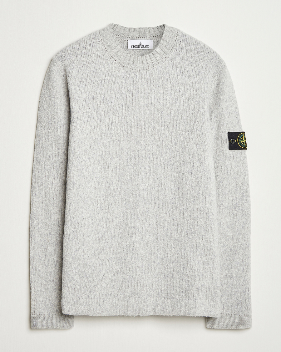 Heren | Truien | Stone Island | Brushed Knitted Wool Crew Neck Grey Melange