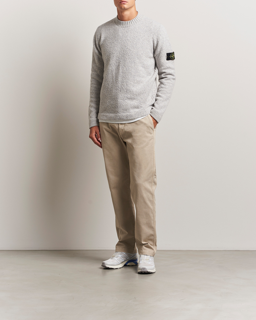 Heren | Truien | Stone Island | Brushed Knitted Wool Crew Neck Grey Melange