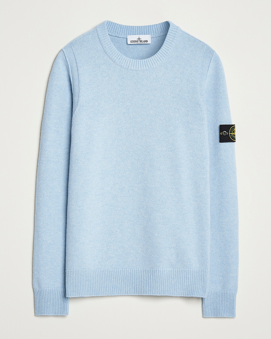 Homme | Pulls Et Tricots | Stone Island | Knitted Lambswool Crew Neck Sky Blue