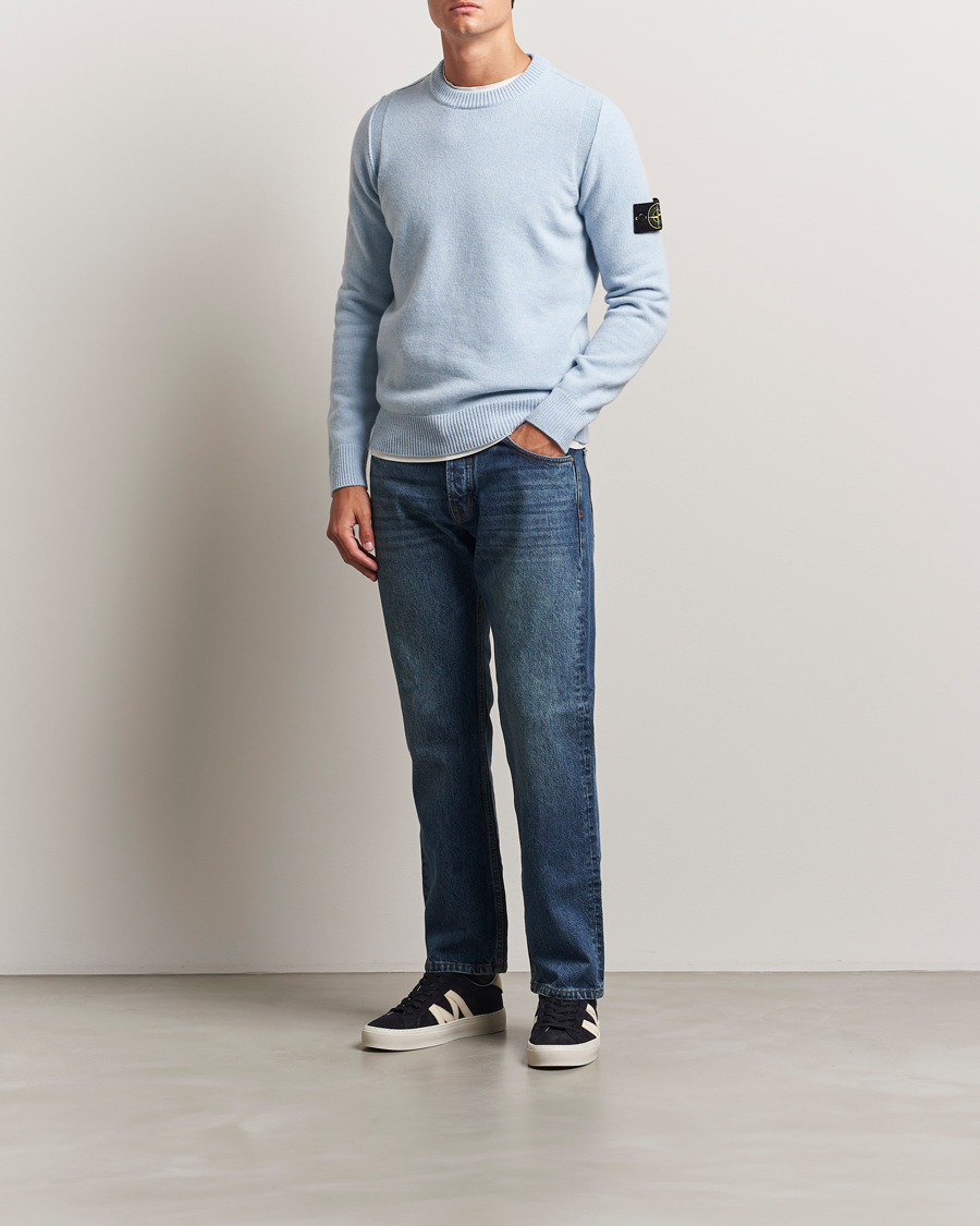 Homme | Pulls Et Tricots | Stone Island | Knitted Lambswool Crew Neck Sky Blue