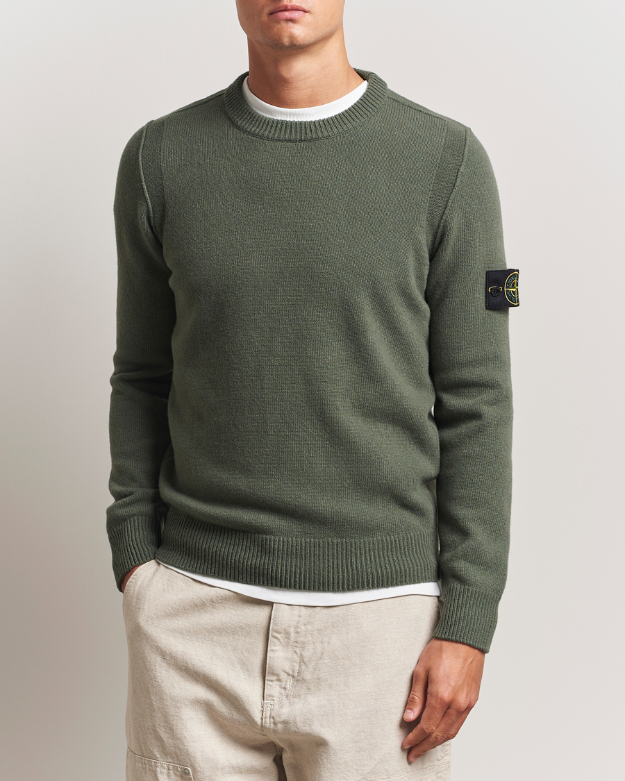 Heren | Truien | Stone Island | Knitted Lambswool Crew Neck Military Green