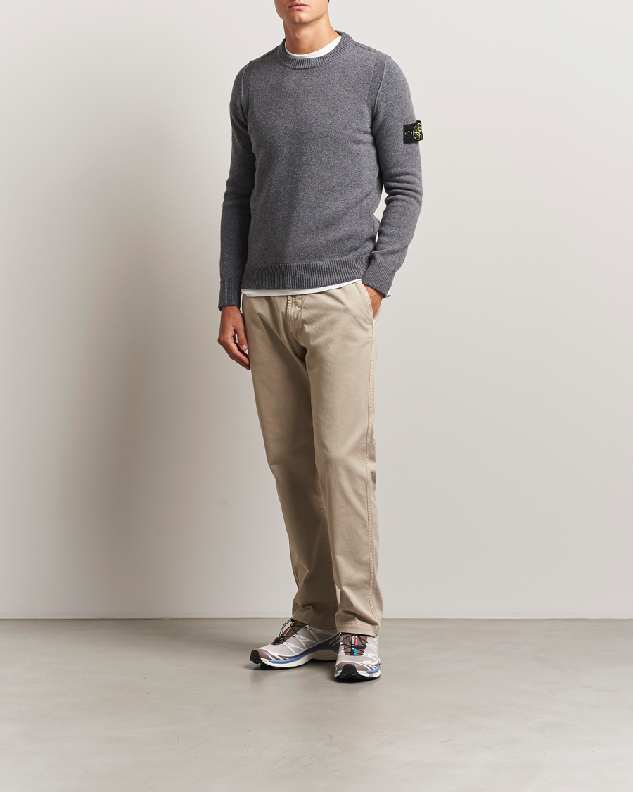 Homme | Pulls Et Tricots | Stone Island | Knitted Lambswool Crew Neck Cement Melange