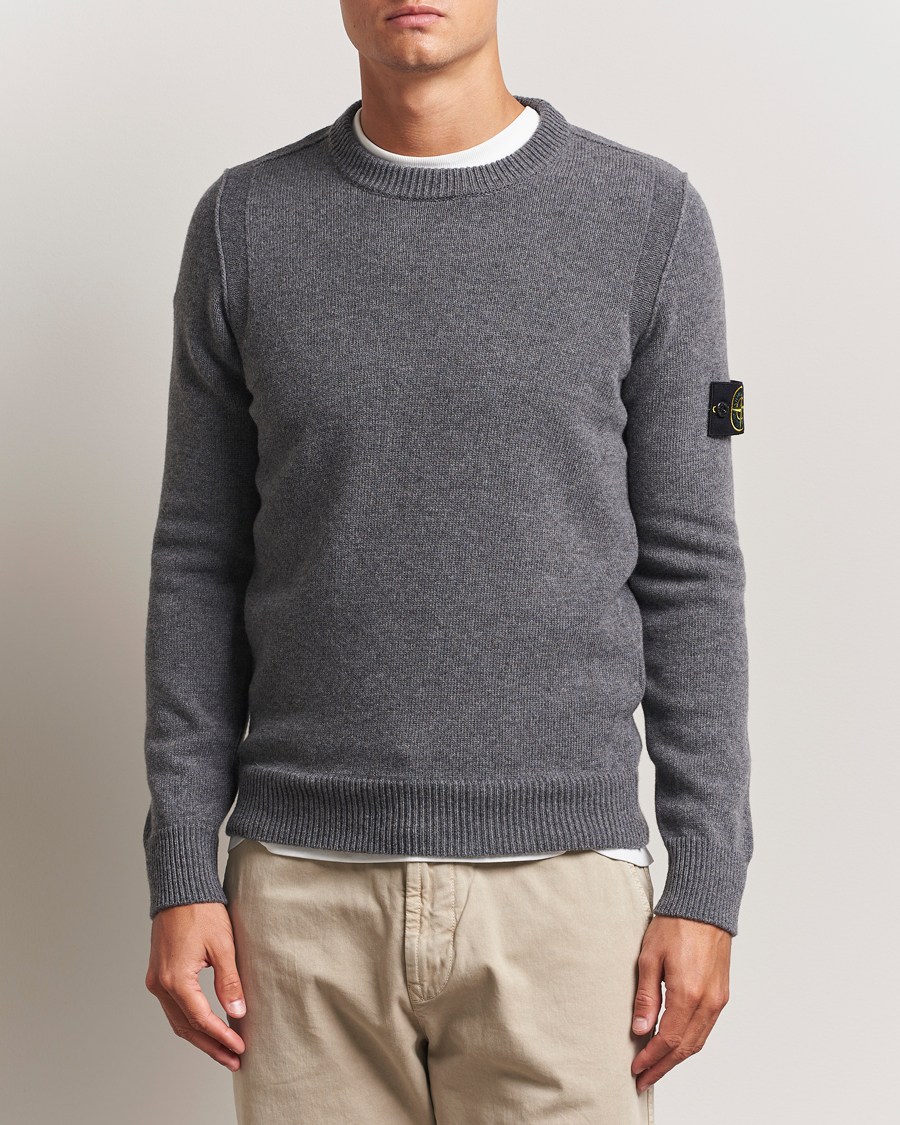 Homme | Pulls Et Tricots | Stone Island | Knitted Lambswool Crew Neck Cement Melange