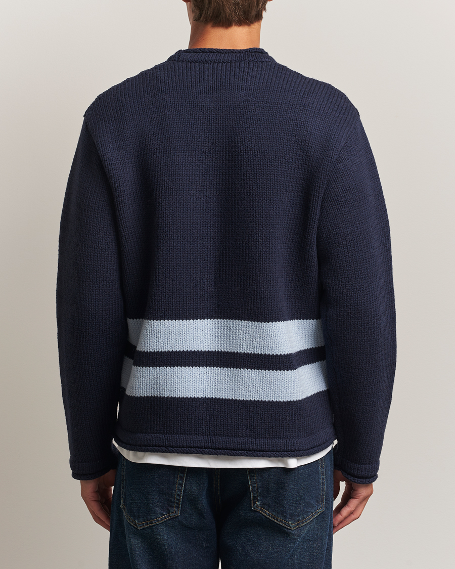 Homme | Pulls Et Tricots | Stone Island | Marina Knitted Wool Contrast Crew Neck Navy