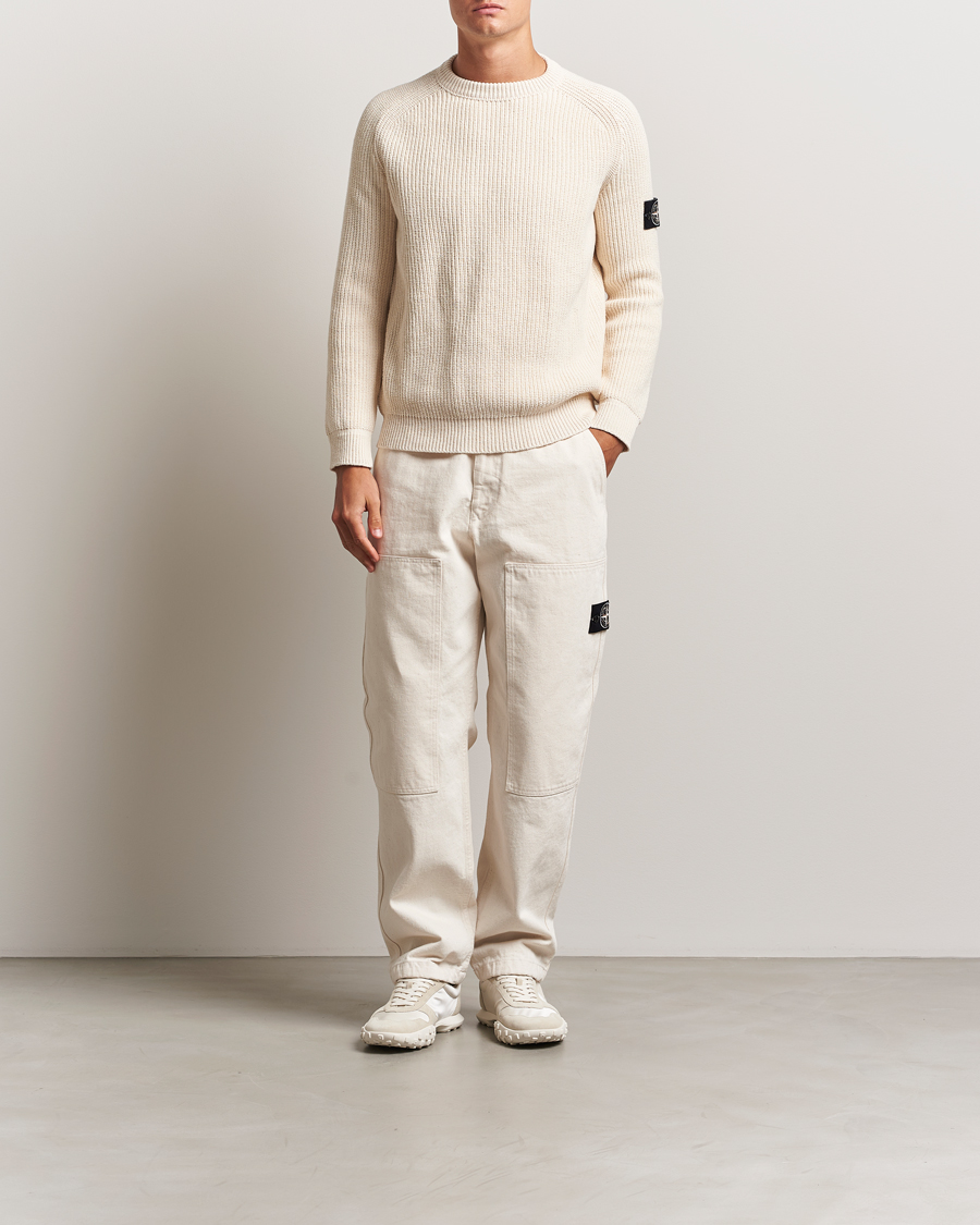 Homme | Pulls Et Tricots | Stone Island | RAW Cotton Popcorn Stitch Crew Neck Ivory