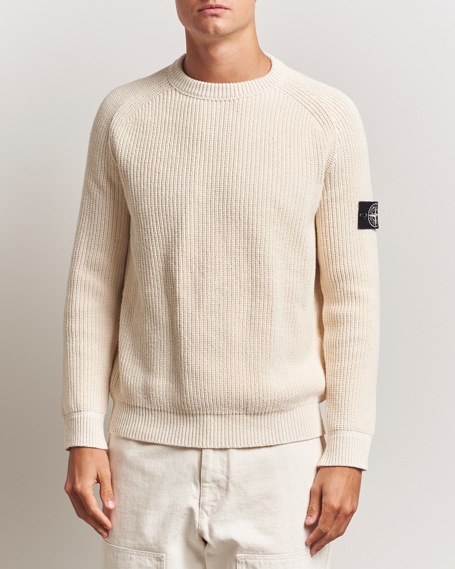 Homme | Pulls Et Tricots | Stone Island | RAW Cotton Popcorn Stitch Crew Neck Ivory