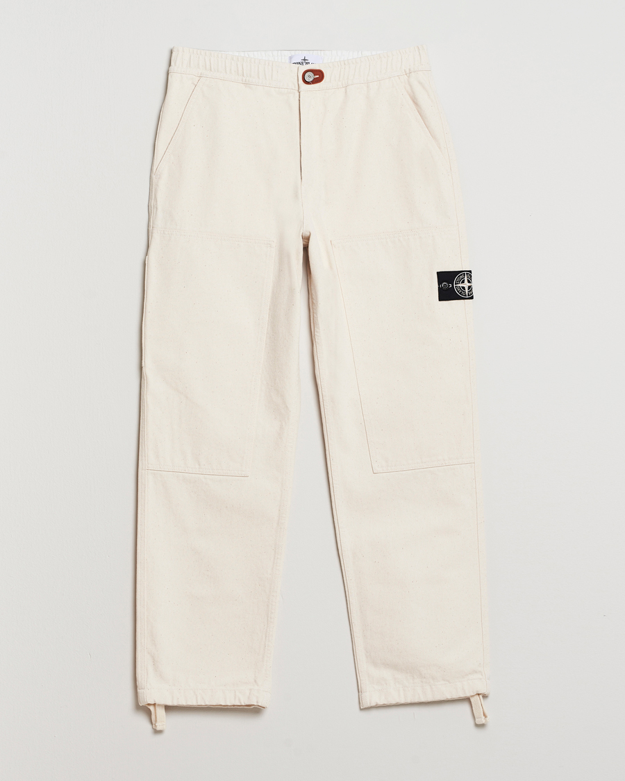 Homme | Pantalons | Stone Island | RAW Washed Cotton Gabardine Trousers Ivory