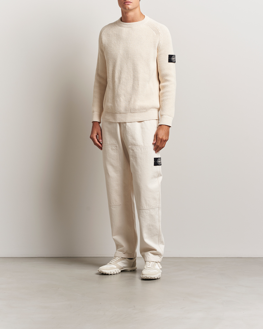 Homme | Pantalons | Stone Island | RAW Washed Cotton Gabardine Trousers Ivory