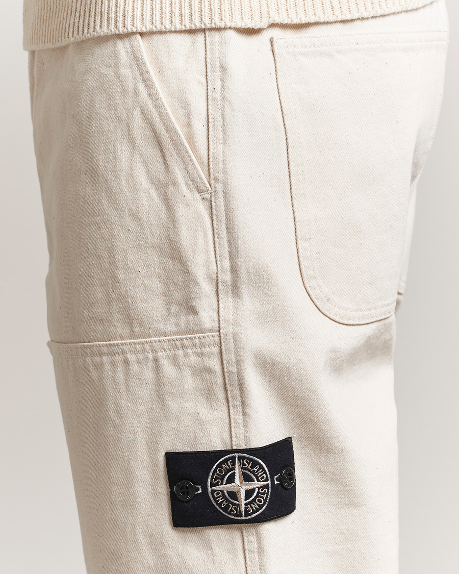 Homme | Pantalons | Stone Island | RAW Washed Cotton Gabardine Trousers Ivory