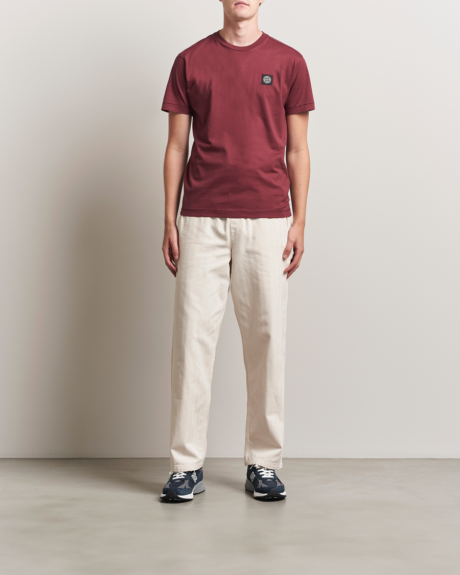 Heren | T-shirts | Stone Island | Garment Dyed Cotton Jersey T-Shirt Burgundy